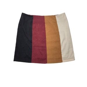 Altar'd State M Mini Skirt Fall Colorblock Corduroy Zipper Closure Medium